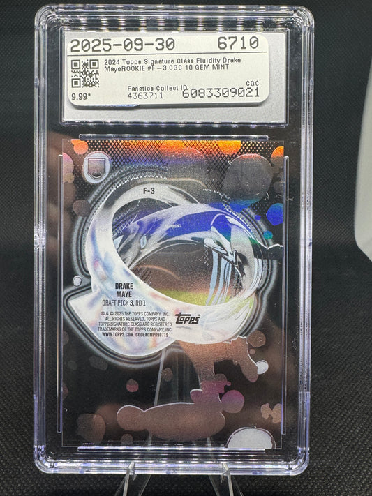 2024 Topps Signature Class Drake Maye Fluidity Rookie RC #F-3 CGC 10 Gem Mint
