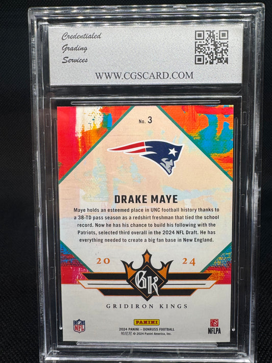 Drake Maye 2024 Donruss #3 Rookie Gridiron Kings PSA 10 Gem Mint - Patriots QB