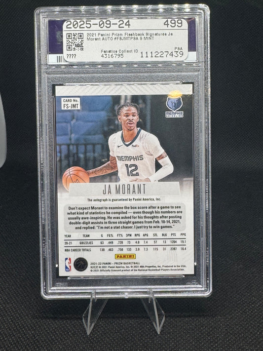 Ja Morant 2021-22 Panini Prizm Flashback Signatures #FS-JMT Auto PSA MINT 9