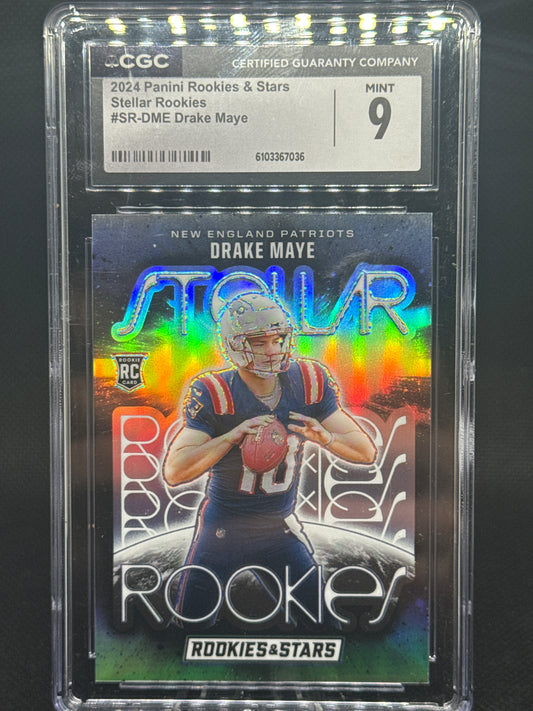 Drake Maye 2024 Panini Rookies & Stars Stellar ROOKIE #SR-DME CGC 9 MINT