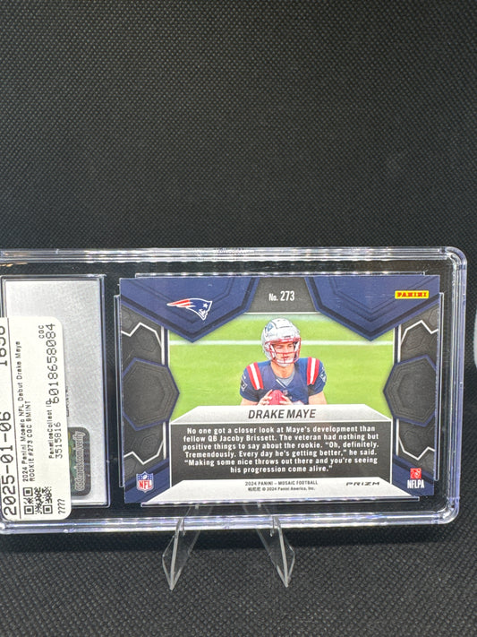 Drake Maye 2024 Panini Mosaic NFL Debut ROOKIE #273 CGC 9 MINT - Patriots QB