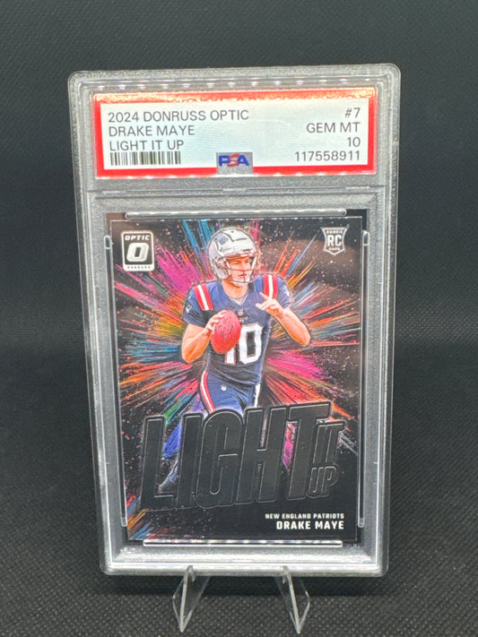 Drake Maye 2024 Panini Donruss Optic #7 Light It Up RC PSA 10 Gem Mint