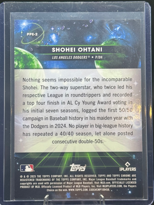 Shohei Ohtani 2025 Topps Cosmic Chrome Planetary Pursuit PPE-2 insert card - Dodgers
