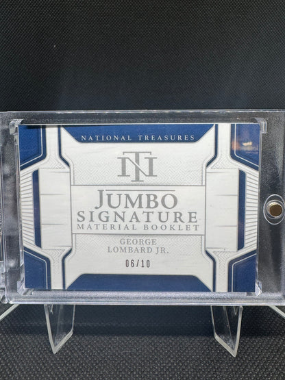 George Lombard Jr 2025 Panini National Treasures Booklet Patch Auto /10 card