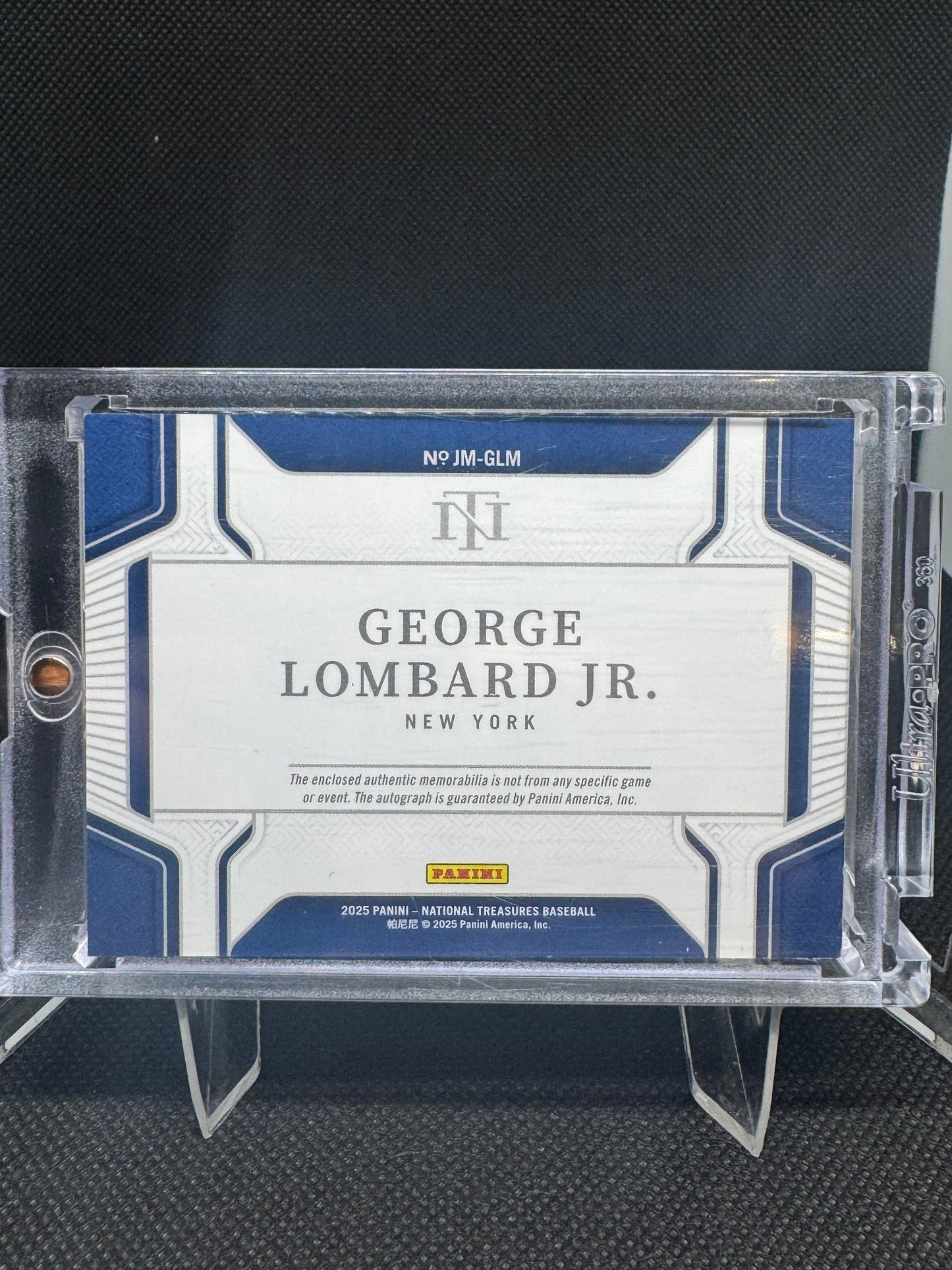 George Lombard Jr 2025 National Treasures Booklet Patch Auto /10 baseball card