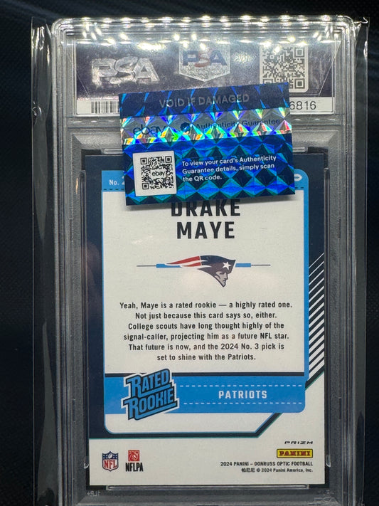 Drake Maye Green Hyper #229 2024 Panini Donruss Optic PSA 10 Gem Mint