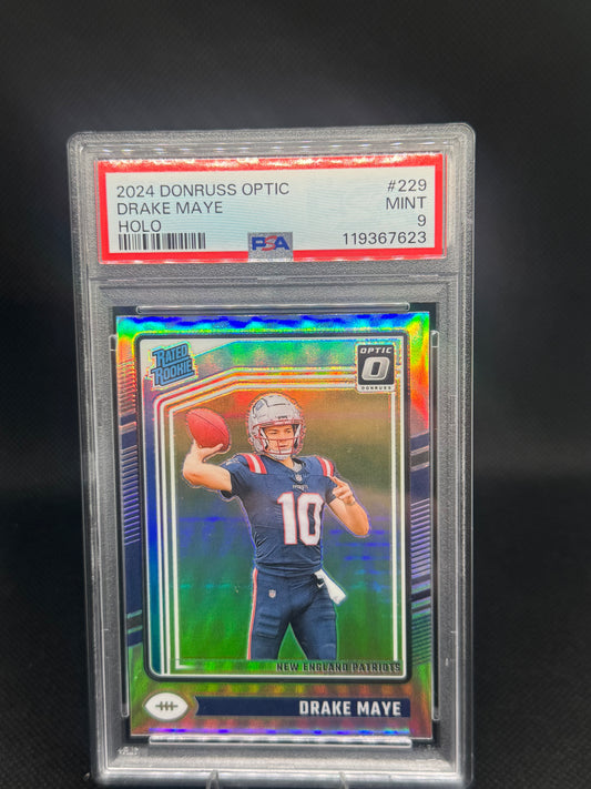 Drake Maye Holo #229 2024 Panini Donruss Optic PSA 9 Mint - Patriots QB