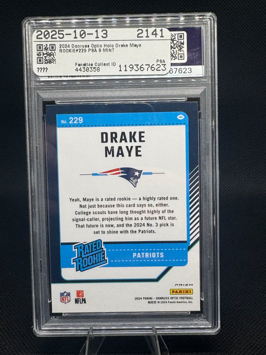 Drake Maye Holo #229 2024 Panini Donruss Optic PSA 9 Mint - Patriots QB