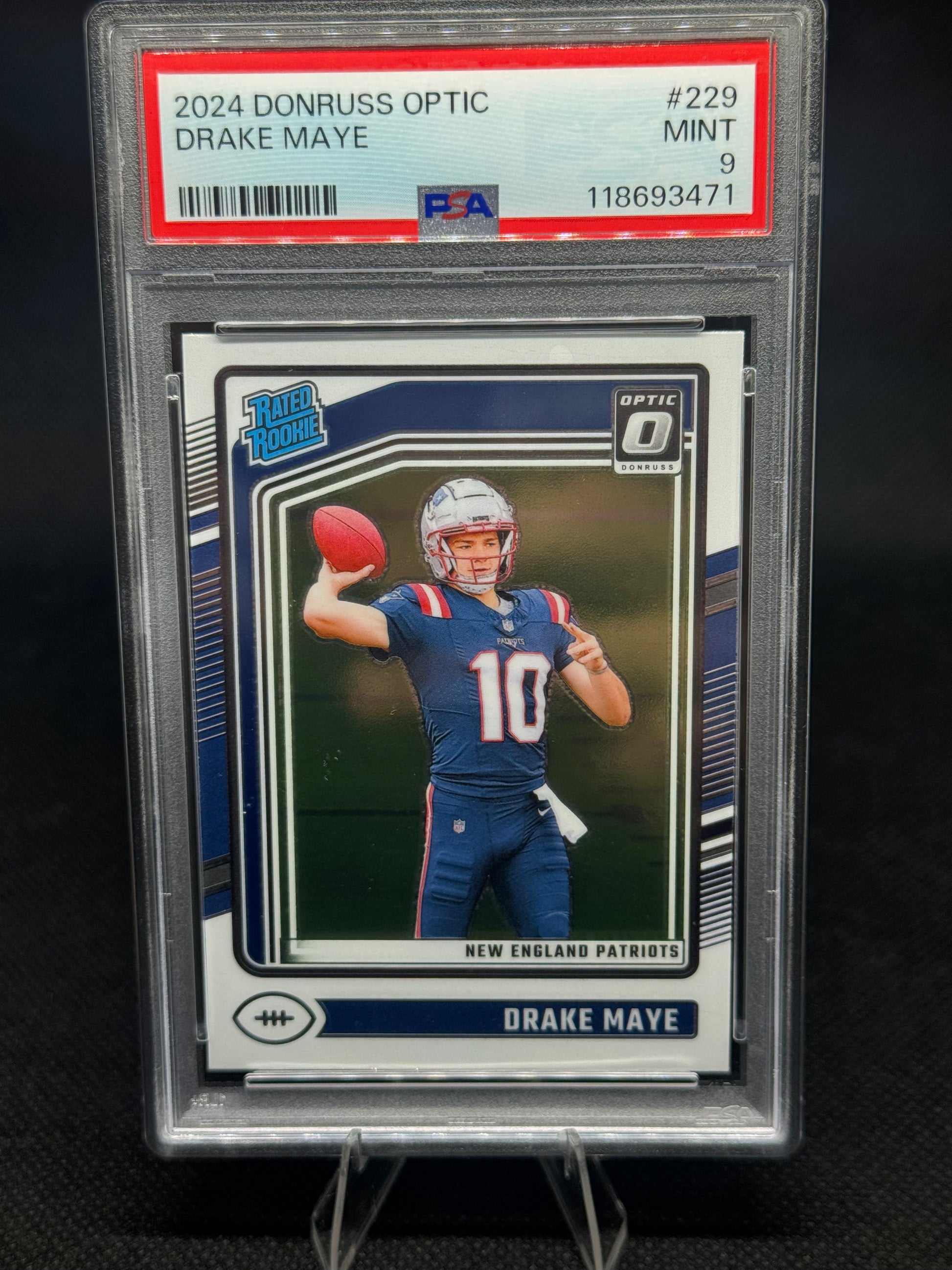Drake Maye #229 2024 Panini Donruss Optic PSA 9 Mint - Patriots QB