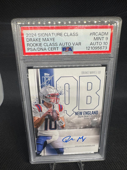 Drake Maye 2024 Topps Signature Class Rookie Auto VAR PSA 9 Auto 10 - Patriots QB