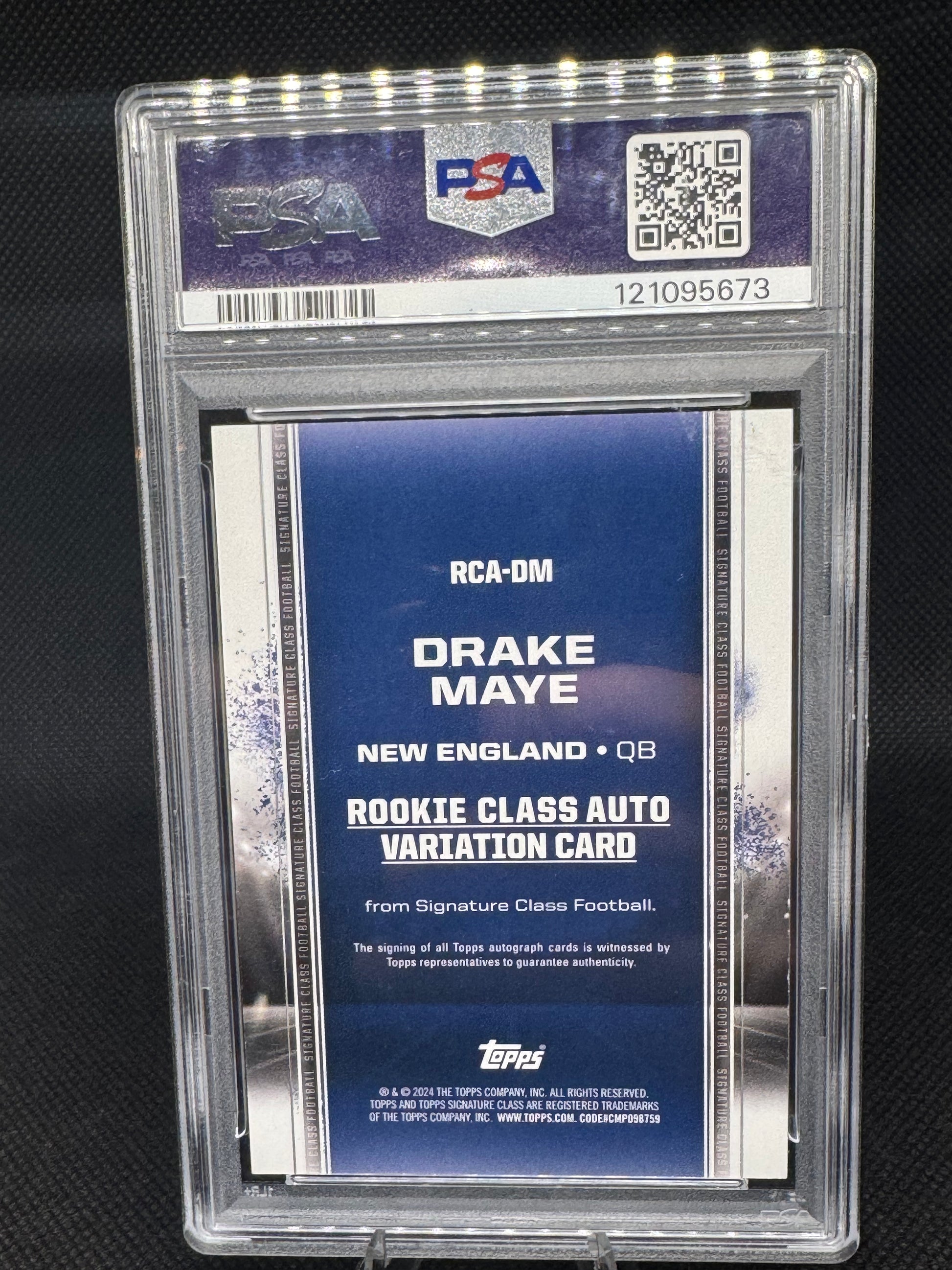 Drake Maye 2024 Topps Signature Class Rookie Auto VAR PSA 9 Auto 10 - Patriots QB