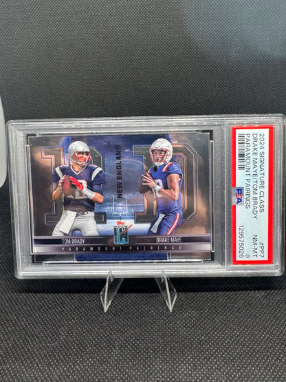 2024 Topps Signature Class Paramount Pairings Tom Brady Drake Maye PP7 PSA 8