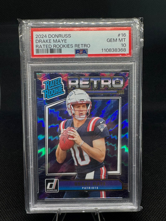 Drake Maye 2024 Panini Donruss Rated Rookie Retro #16 PSA 10 Gem Mint