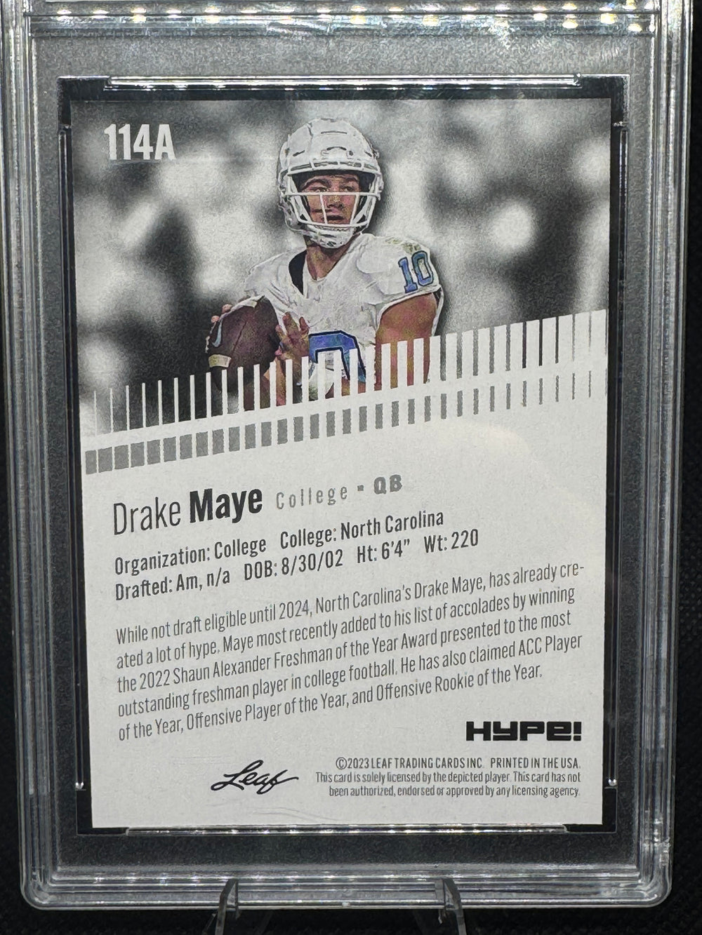 Drake Maye Leaf HYPE! #114A Rookie North Carolina Football Card - Raw