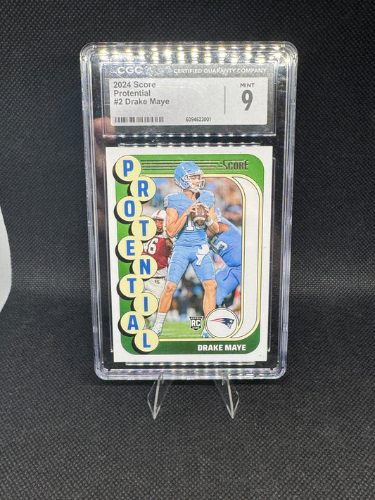2024 Score Potential Drake Maye ROOKIE #2 CGC 9 MINT - Patriots QB