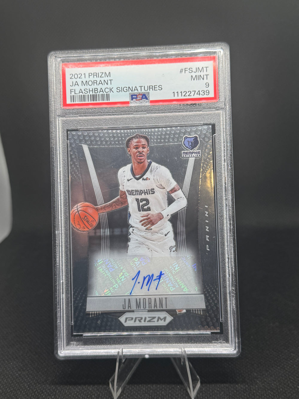 Ja Morant 2021-22 Panini Prizm Flashback Signatures #FS-JMT Auto PSA MINT 9