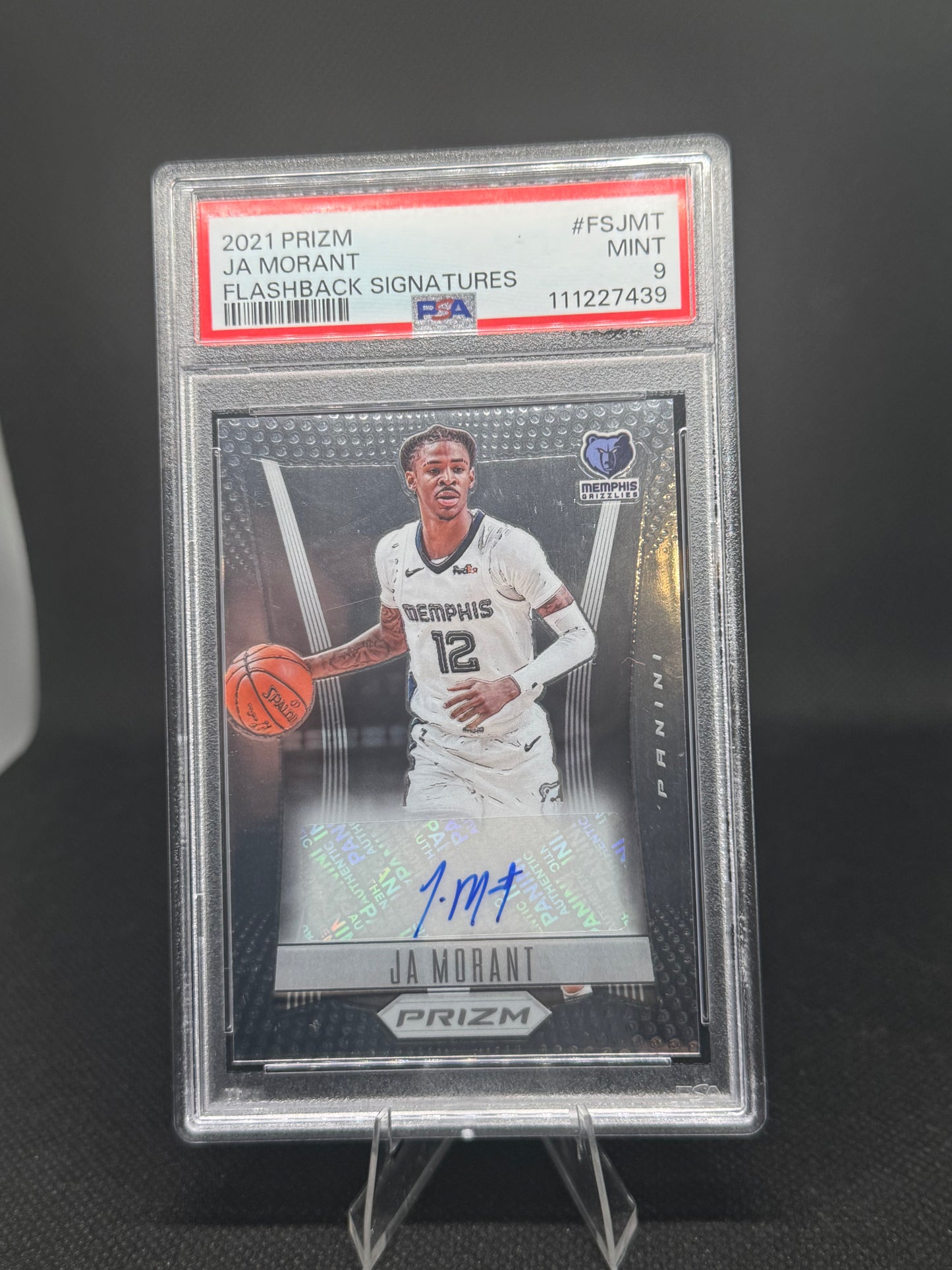Ja Morant 2021-22 Panini Prizm Flashback Signatures #FS-JMT Auto PSA MINT 9